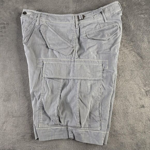 Polo Ralph Lauren Shorts Mens 38 Blue White Hickory Stripe Cargo Carpenter Work - Picture 2 of 16